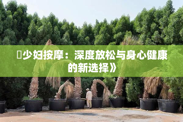 巜少妇按摩：深度放松与身心健康的新选择》