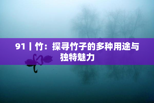 91丨竹：探寻竹子的多种用途与独特魅力