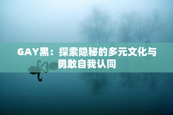 GAY黑：探索隐秘的多元文化与勇敢自我认同