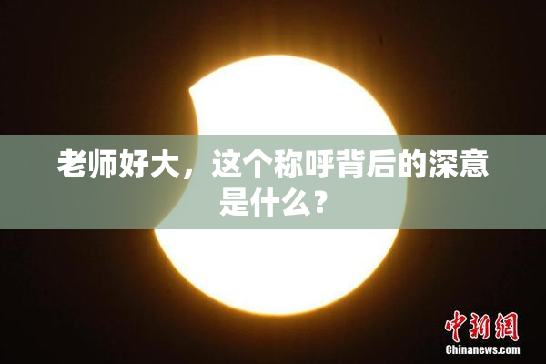 老师好大，这个称呼背后的深意是什么？