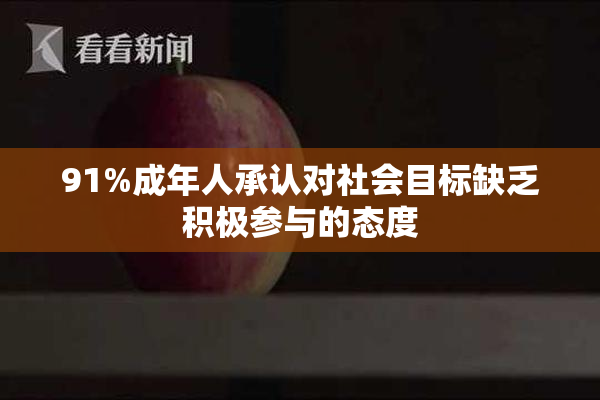 91%成年人承认对社会目标缺乏积极参与的态度