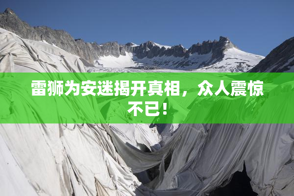 雷狮为安迷揭开真相，众人震惊不已！