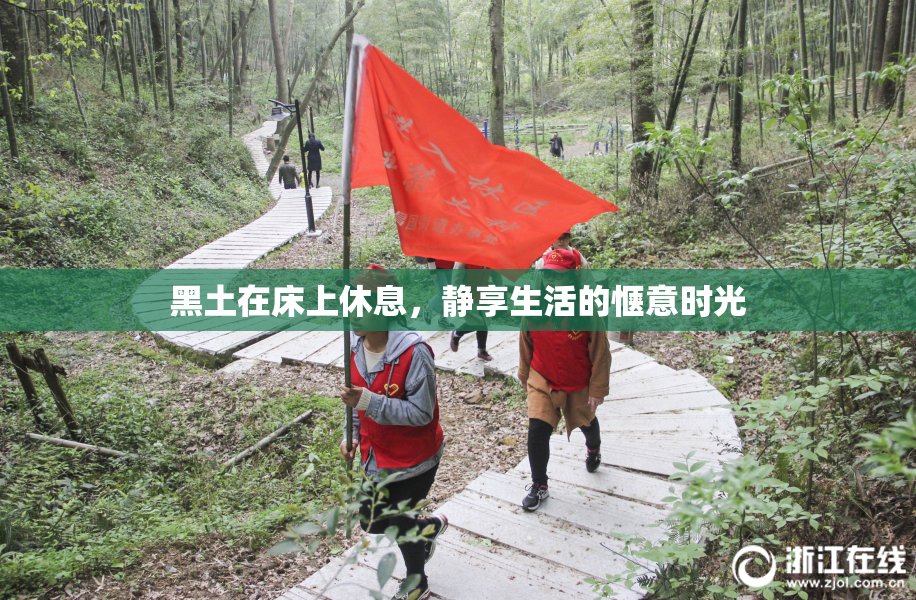 黑土在床上休息，静享生活的惬意时光