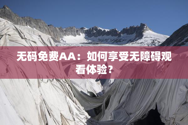 无码免费AA：如何享受无障碍观看体验？