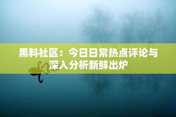 黑料社区：今日日常热点评论与深入分析新鲜出炉