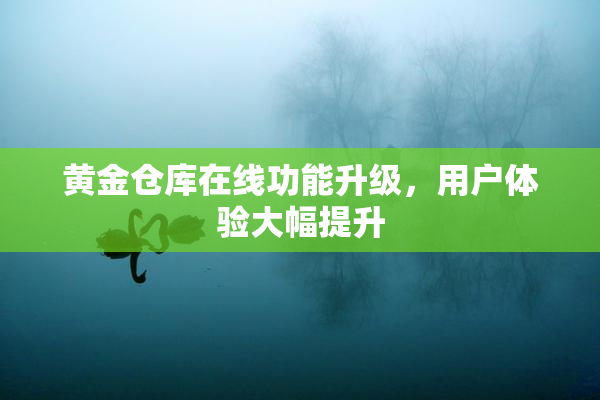 黄金仓库在线功能升级，用户体验大幅提升